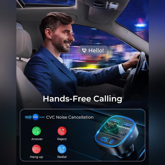 🎶🎵🎶 NIB FM Transmitter Car Bluetooth Wireless Radio Music Adapter Car Kit - Picture 4 of 11